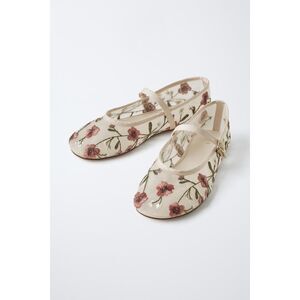 NWT ZARA GIRL EMBROIDERED BALLERINAS SHOES